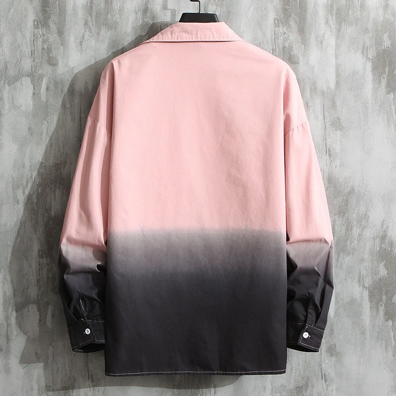 Men's Loose Casual Gradient Color Long-sleeved Shirt, a Youth Street Fashion Jacket offering comfort and style for every — photo 4