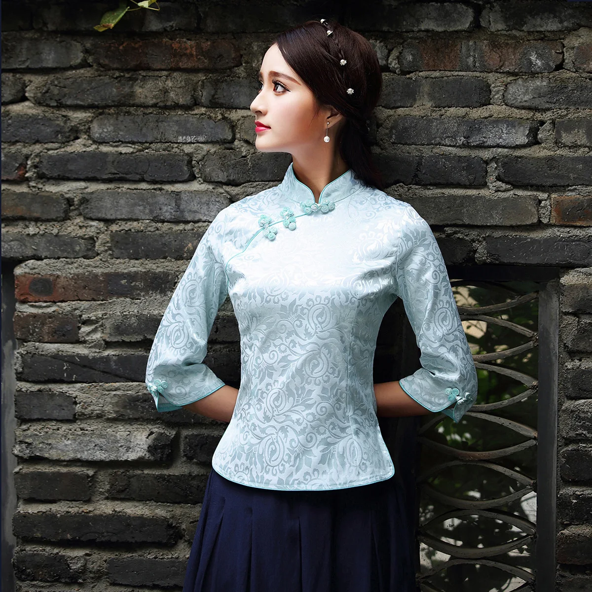 Title 3, Cheongsam für Mädchen Sommer Slim Fit Verbesser...