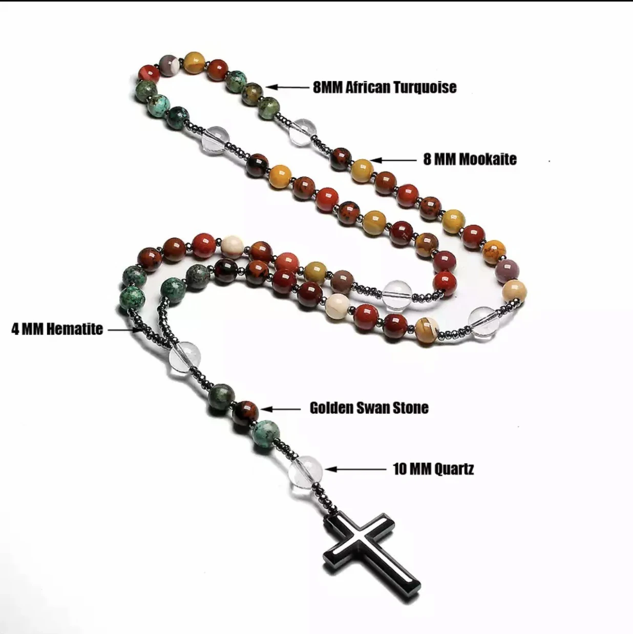 Colar masculino de pedra natural colorido, moda e estilo. Um acessório que adiciona personalidade e sofisticação ao seu visual. — foto 1