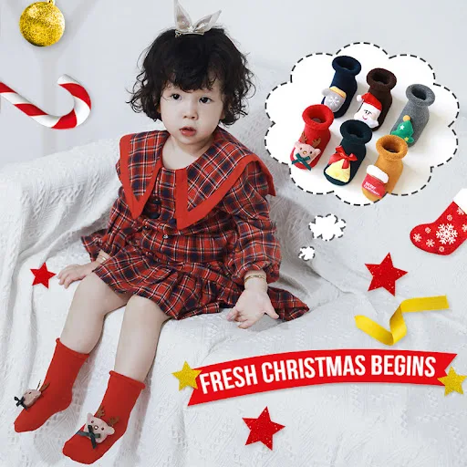 Title 9, Baby Silicone Non-slip Thick Terry Christmas Fl...