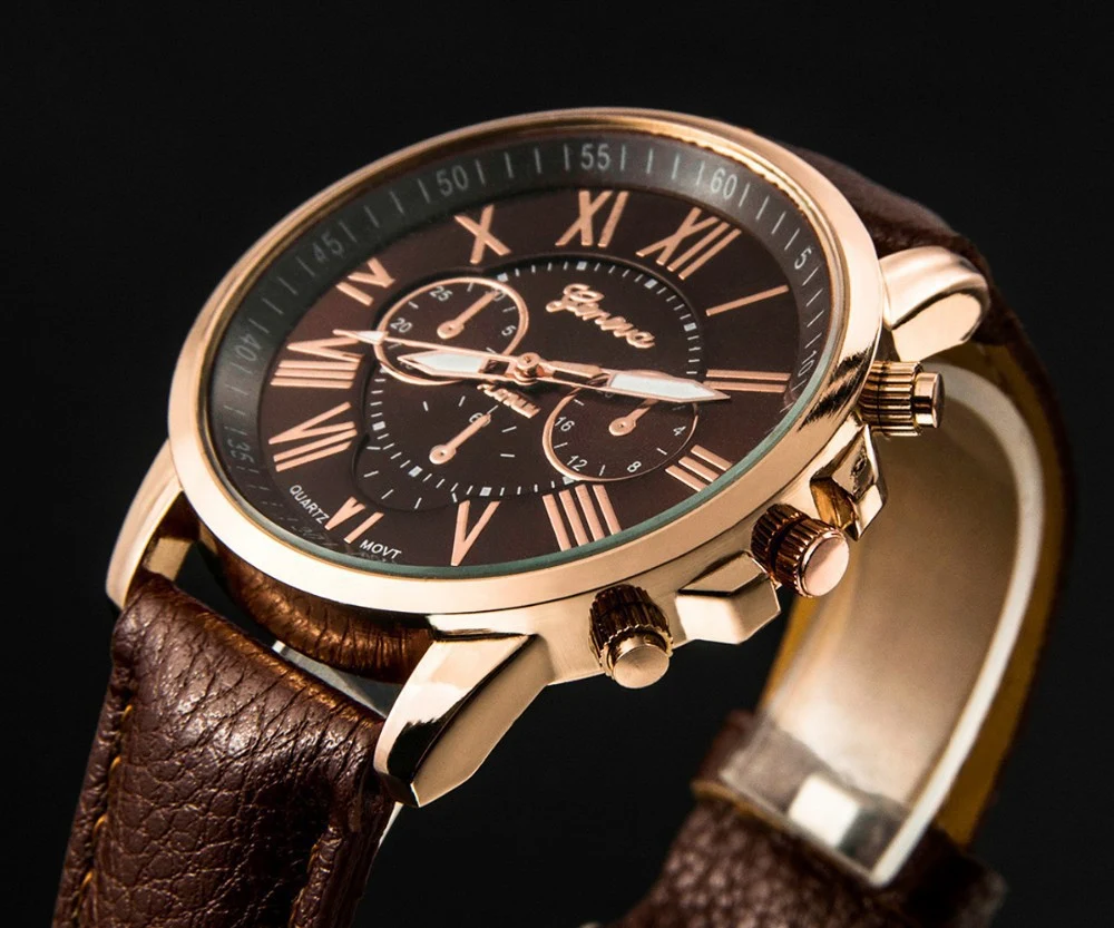 Relógio masculino de moda casual com mostrador digital romano. Cinto elegante e funcional para o homem moderno. — foto 1