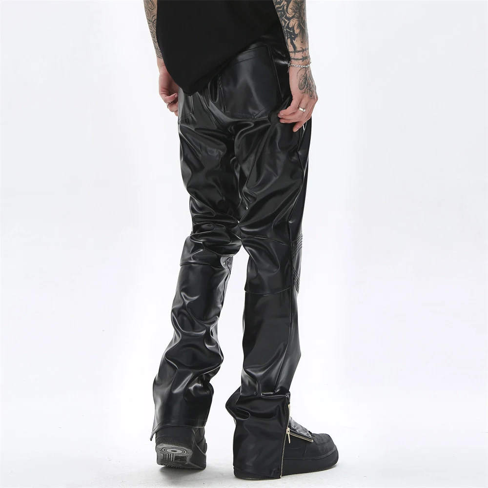 Title 6, Heren Punk Rock broek van effen glanzend PU-lee...
