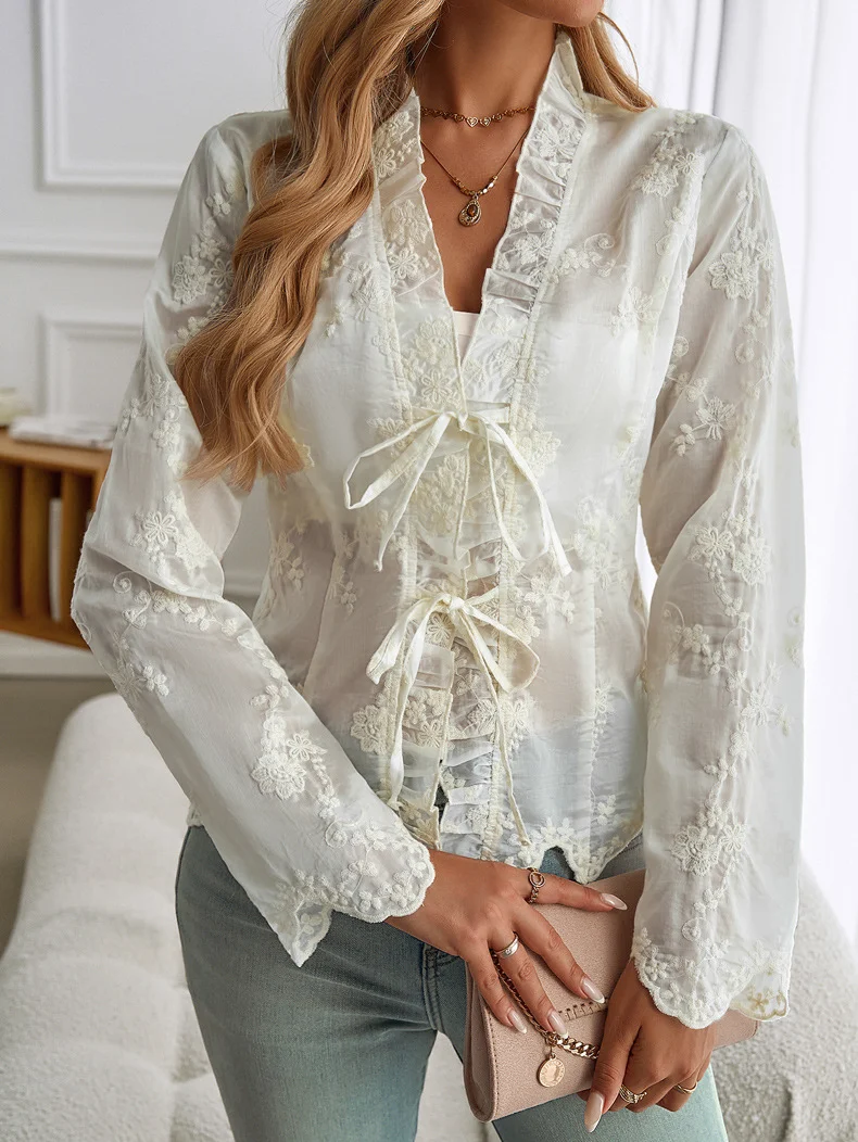 Title 7, Womens Y2g Cardigan Embroidered V-neck Long Sl...