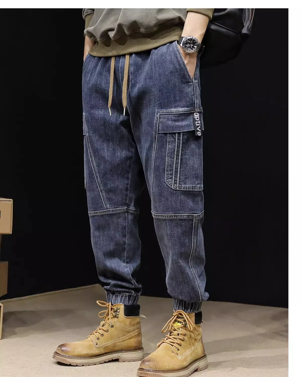Title 9, Mens Loose Retro Elastic Waist Jeans – Comfort...