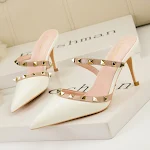 Women's Metal Rivet Patent Leather Sandals, stylish and comfortable. Elevate your look with these versatile sandals, per — photo 4