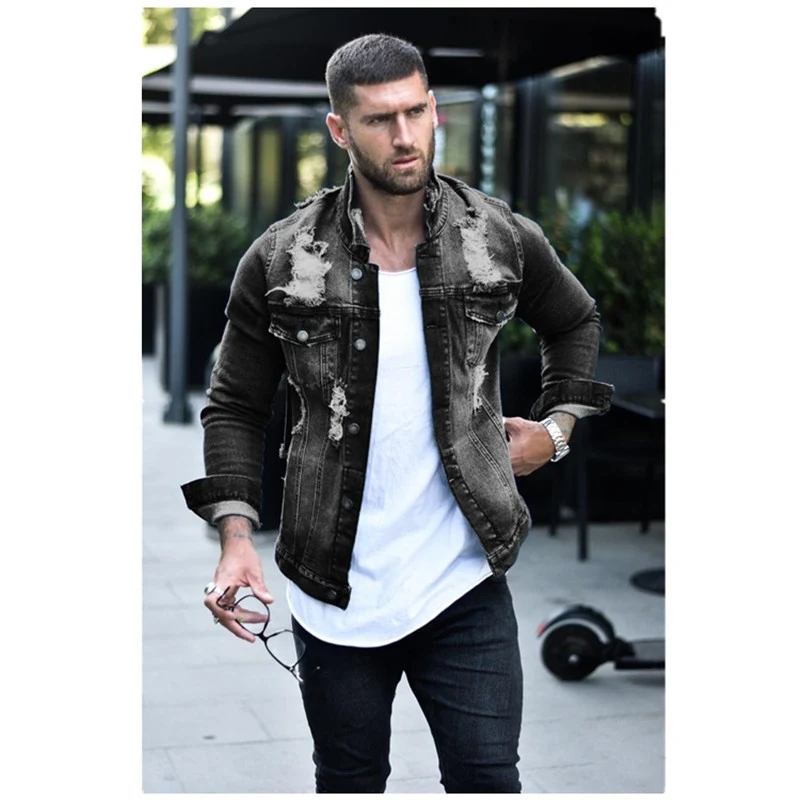 Single-Breasted Lapel Denim Jacket With Slim Pockets. Great for everyday wear, offering a casual, modern look, comfortab — photo 4