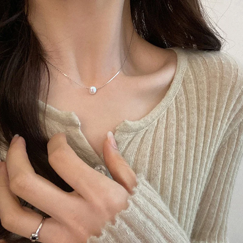 Colar de pérolas prateadas Galaxy para mulheres Elegância cintilante Joia sofisticada para realçar sua beleza Ideal para festas e uso diário — foto 16