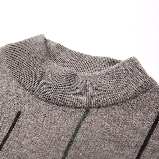 Title 5, Round neck jacquard vertical strip pullover swe...