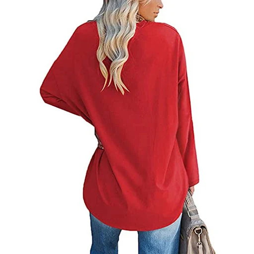 Title 20, Oversized Dames T-shirt V-hals Losse Schoudermo...