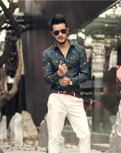 Title 3, Retro 3D shirt with lapel flower, a unique styl...