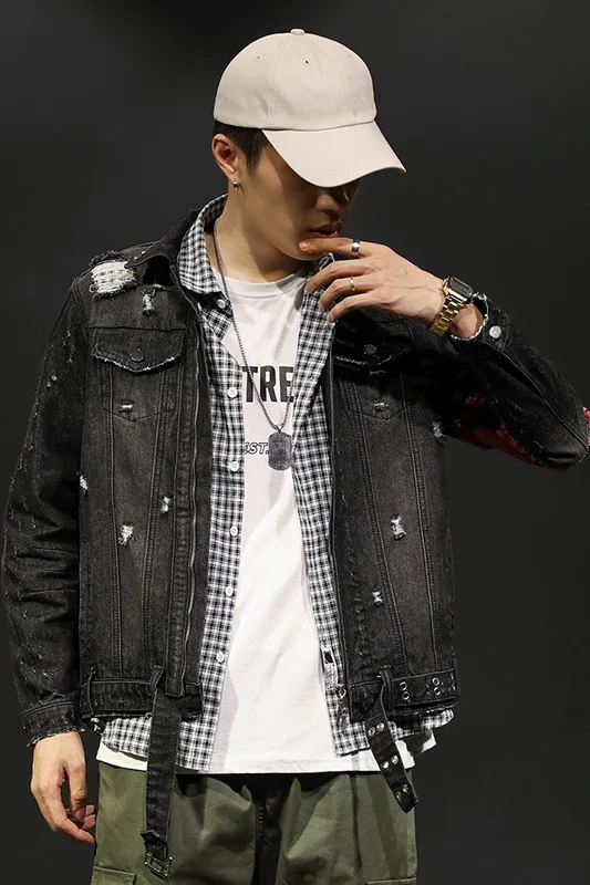 Title 6, Spring New Denim Jacket Mens Slim Tooling - A ...