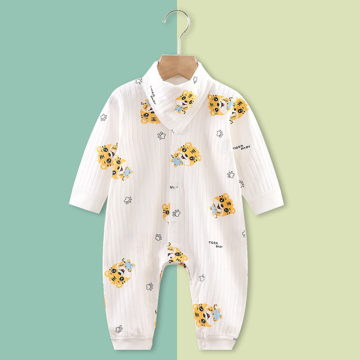 Macacão de bebê manga longa algodão dupla camada Roupa de bebê confortável e macia para recém-nascidos Perfeito para dormir e brincar Fácil de vestir — foto 8