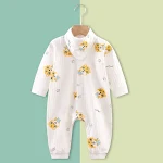 Macacão de bebê manga longa algodão dupla camada Roupa de bebê confortável e macia para recém-nascidos Perfeito para dormir e brincar Fácil de vestir — foto 8