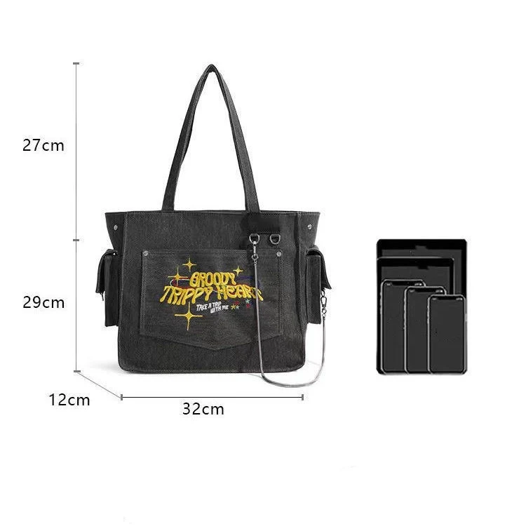 Title 1, Niche Trendy Washed Canvas Embroidered Monogram...