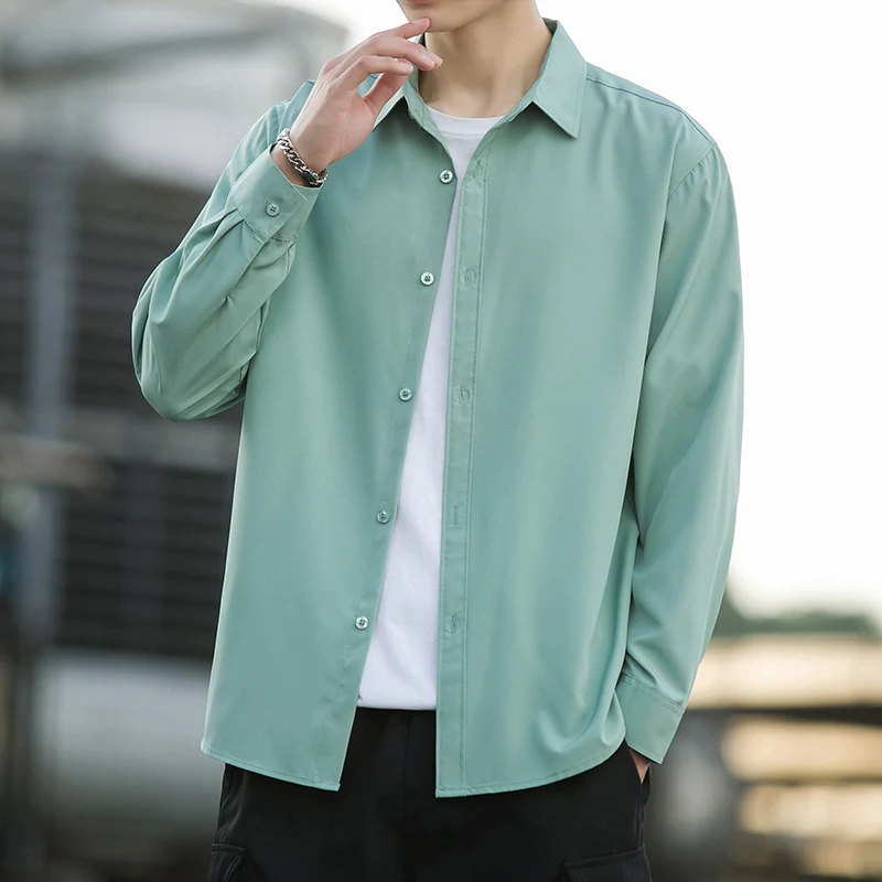 Men's Ice Silk Drape Long Sleeved Loose Casual Shirt, providing comfortable and breathable wear, perfect for everyday ca — photo 16