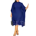 Ladies Tassel Bat Sleeve Sheath Dress — photo 4