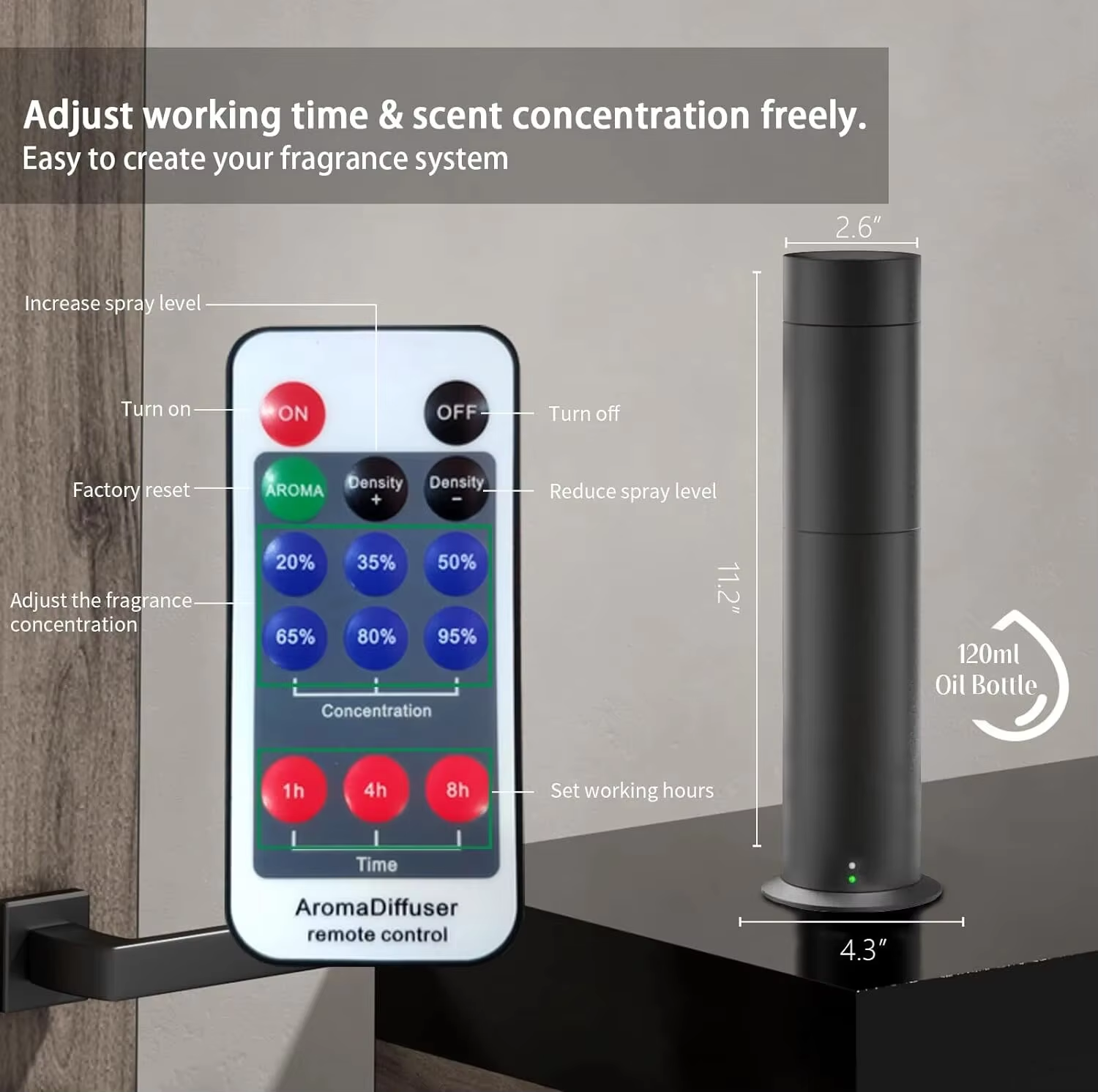 Difusor de Aromas de Aceites Esenciales Bluetooth 120ml Aluminio Control App Inteligente Para Hogar Fragancia — foto 6