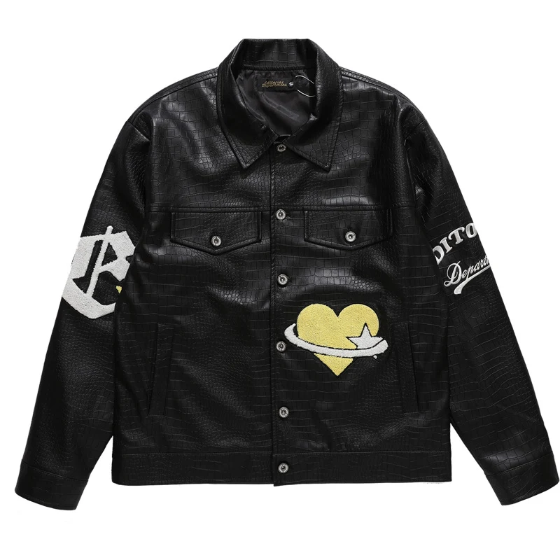 Vintage Loose Top PU Leather Jacket Coat for Men and Women. A comfortable and stylish retro design, perfect for casual a — photo 2