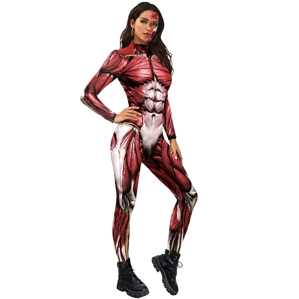 Title 7, Czerwony body z nadrukiem mięśni, idealny na ko...