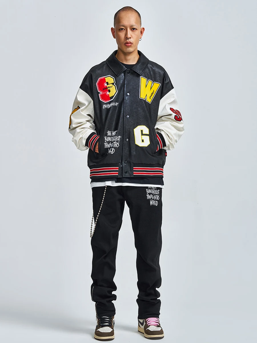 Title 3, Mens Fashion Statement Patch Leather Jacket. M...