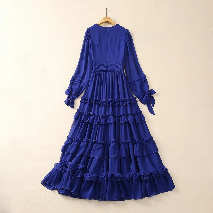 Title 10, V-neck Pleated Strip Waist-controlled Long Slee...