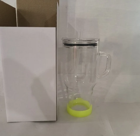 32oz Borosilicaat glazen beker met handvat en rietje. Grote capaciteit, ideaal voor auto. Perfect voor koude dranken onderweg. — foto 3