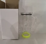32oz Borosilicaat glazen beker met handvat en rietje. Grote capaciteit, ideaal voor auto. Perfect voor koude dranken onderweg. — foto 3