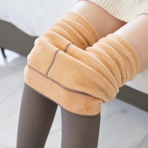Title 4, Fake Translucent Plus Size Leggings Fleece Line...