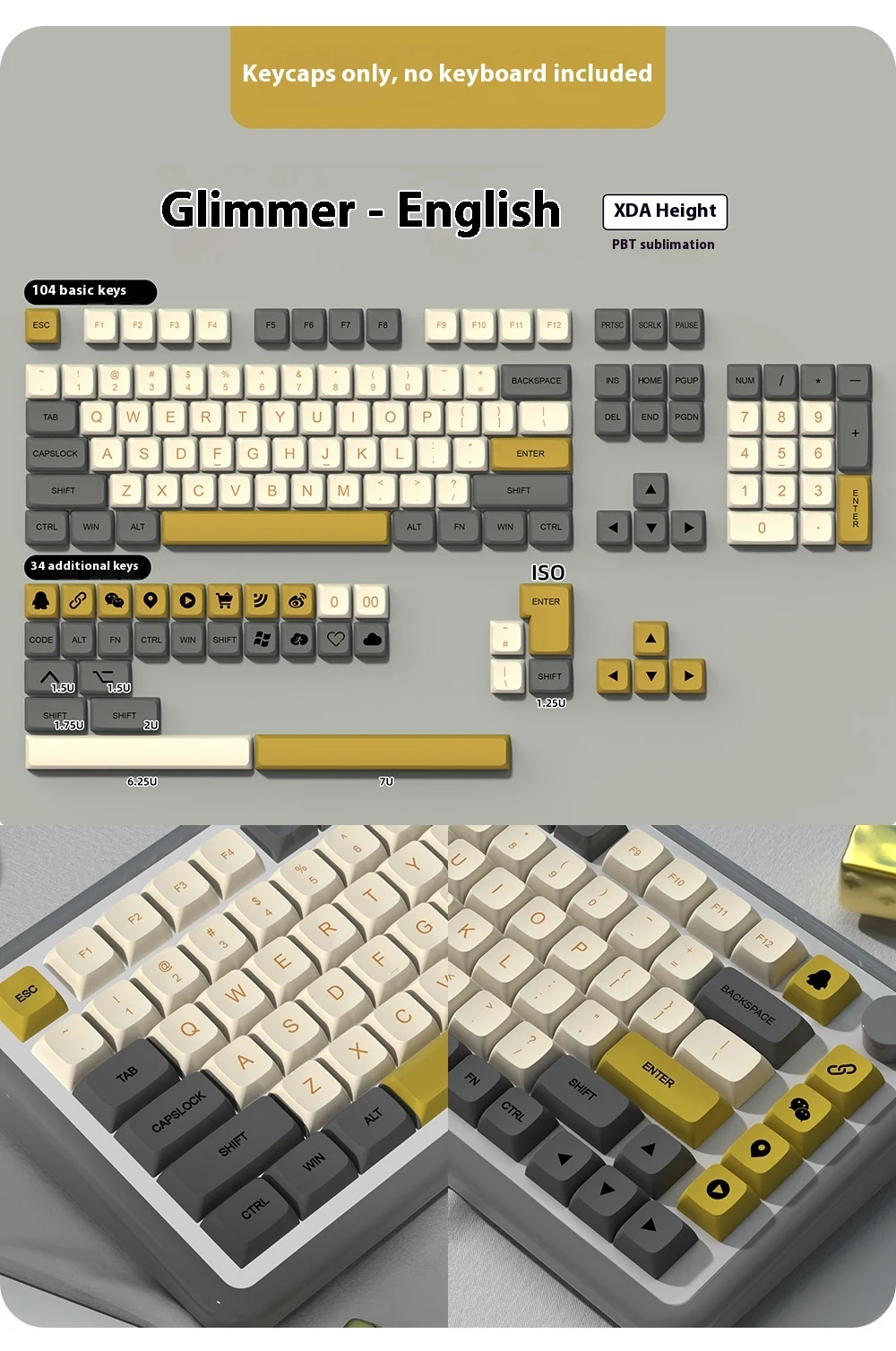 Title 11, PBT Sublimation Mechanical Keyboard Keycaps for...