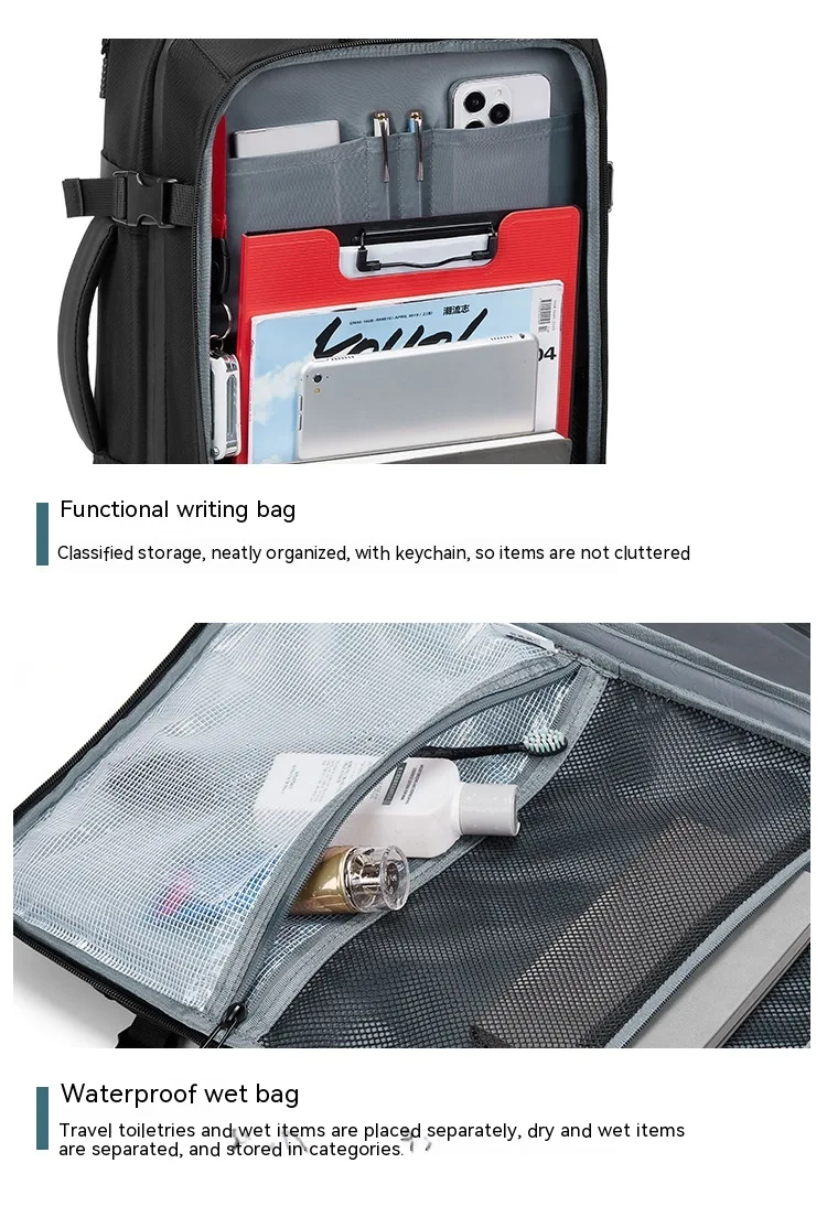 Mochila Multifuncional Oxford para Negócios Grande Capacidade Impermeável. Perfeita para viagens e trabalho, com amplo armazenamento e proteção. — foto 21