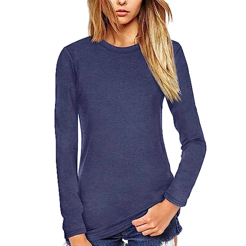 T-shirt da donna tinta unita elasticizzato, vestibilità slim, scollo rotondo. Un capo essenziale per ogni guardaroba, perfetto per un look casual e chic. — foto 15