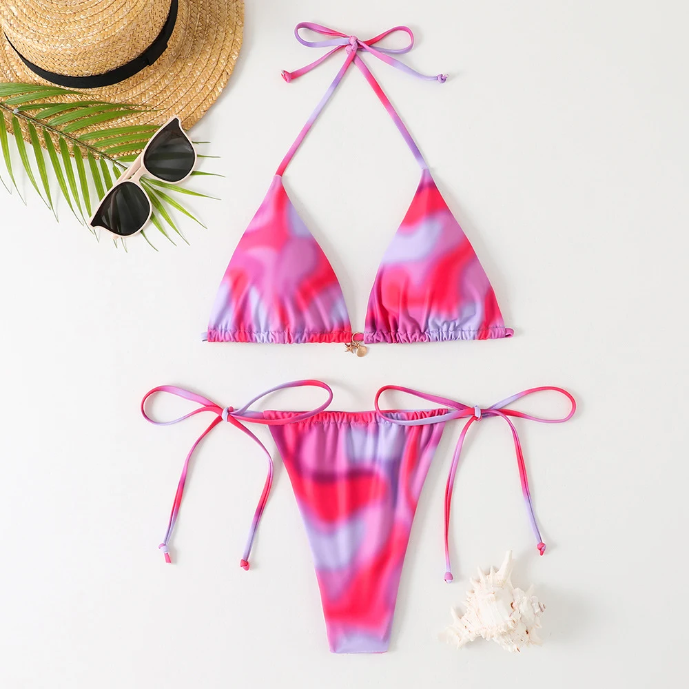 Title 11, Womens Two-Piece Vacation Printed Tie Bikini S...