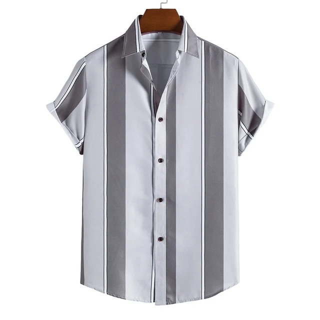 Title 2, Camisa masculina de manga curta com listras e e...