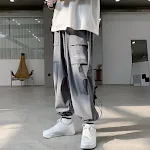 Men's Drawstring Cargo Pants, Trendy Functional Overalls, Loose Casual Pants, Comfortable and Versatile for Everyday Wea — photo 5