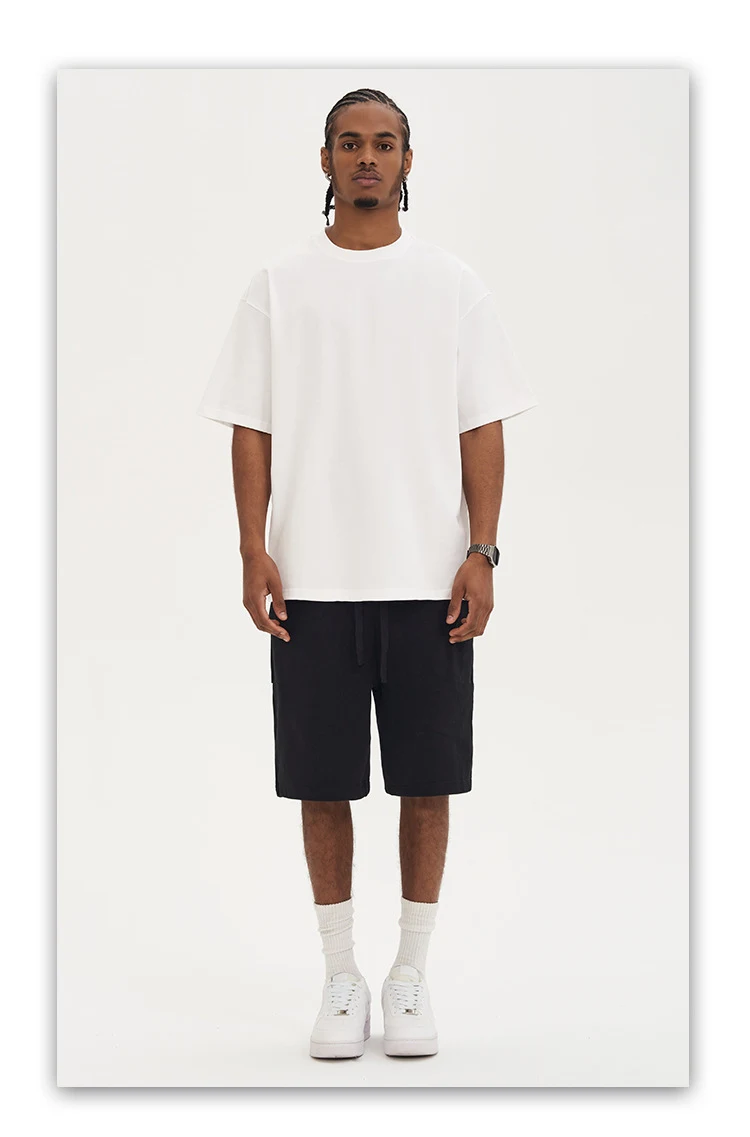 Title 29, Effen kleur losse katoenen heren T-shirt met ko...