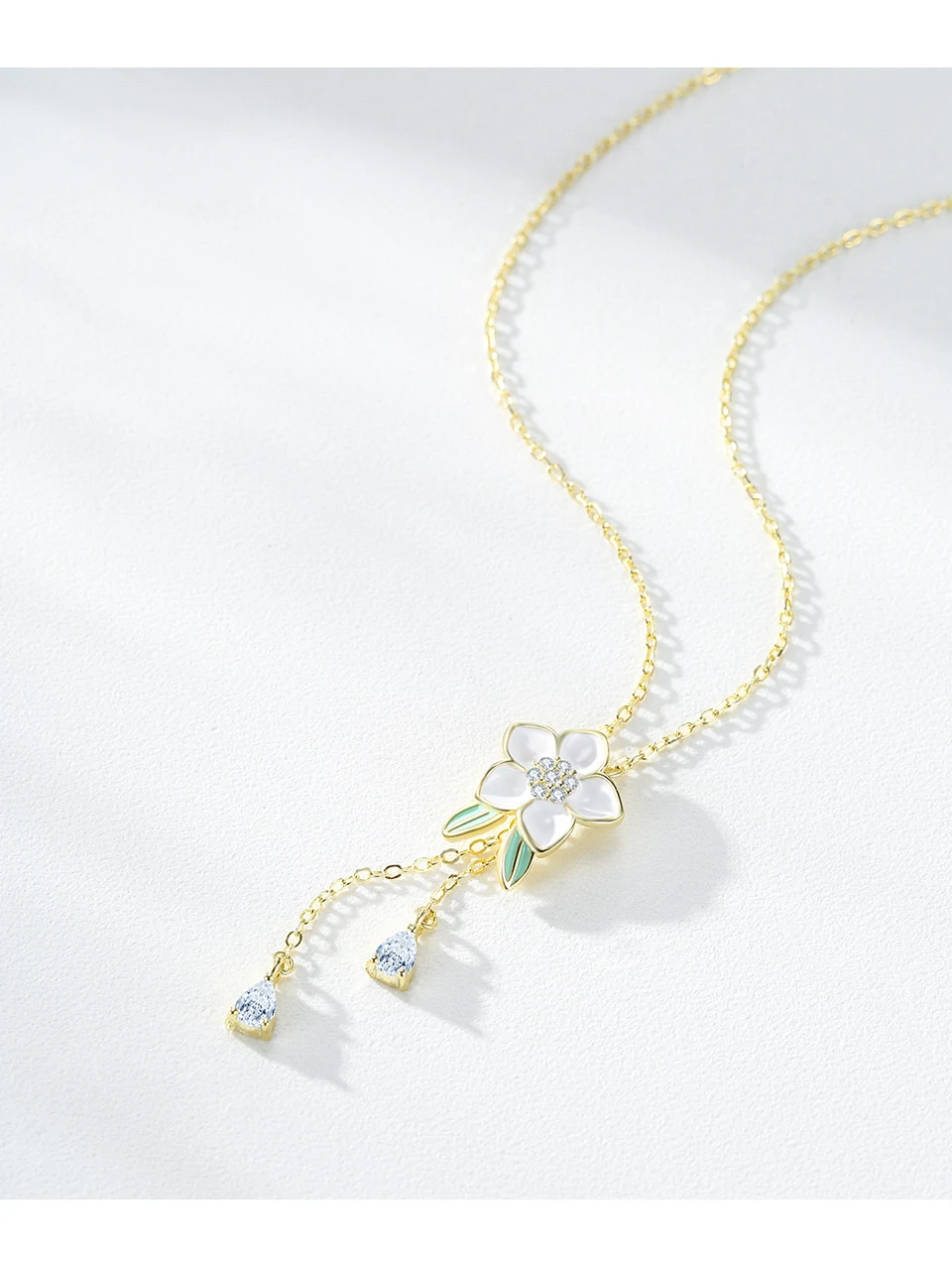 Title 3, Colar feminino S925 com flores e folhas verdes,...