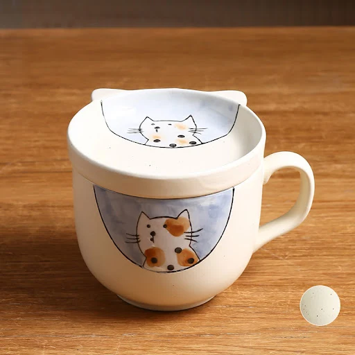 Title 5, Large Capacity Ceramic Cup With Lid, Spoon Set ...