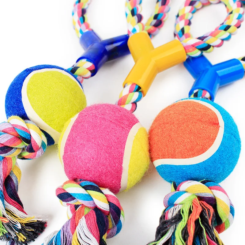 Title 4, Hand Ball Cotton String Pet Toy. Durable cotton...