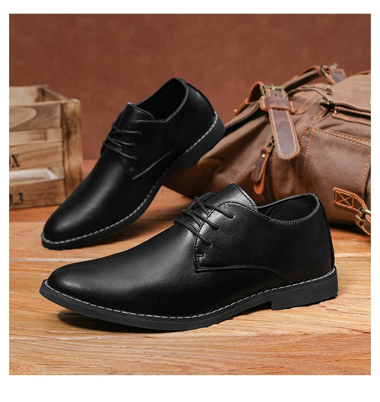 Title 6, Męskie skórzane buty ślubne business casual, ro...