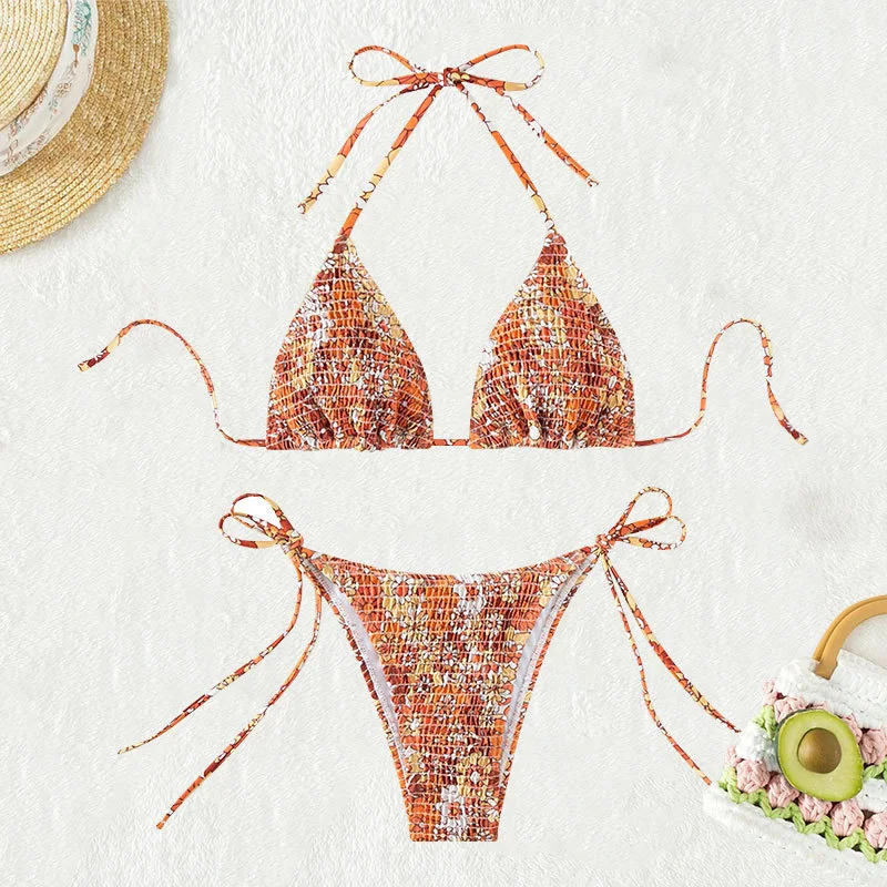 Biquíni sexy com amarração fragmentada, perfeito para realçar sua beleza na praia ou piscina, proporcionando um visual sensual e atraente. — foto 1