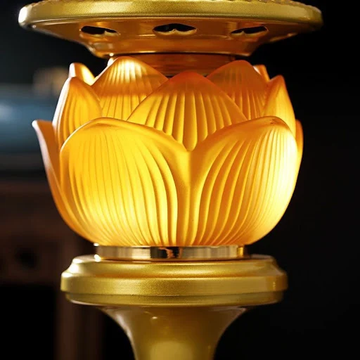 Title 8, Buddha Worshiping Lotus Lamp Colored Glaze prov...