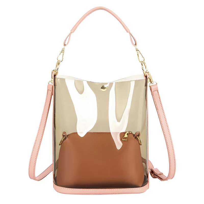 Title 4, Bolsa feminina de ombro transparente a laser, e...
