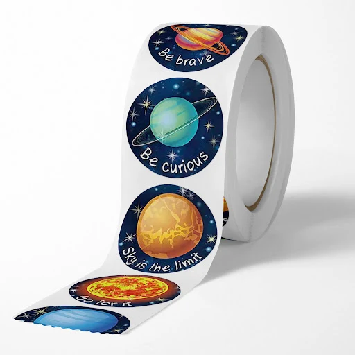 Title 3, Adesivos de planetas redondos grandes multicolo...