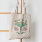 Bolsa de ombro de lona com estampa de cogumelo borboleta, elegante e prática para transportar seus itens essenciais com conforto. — foto 22