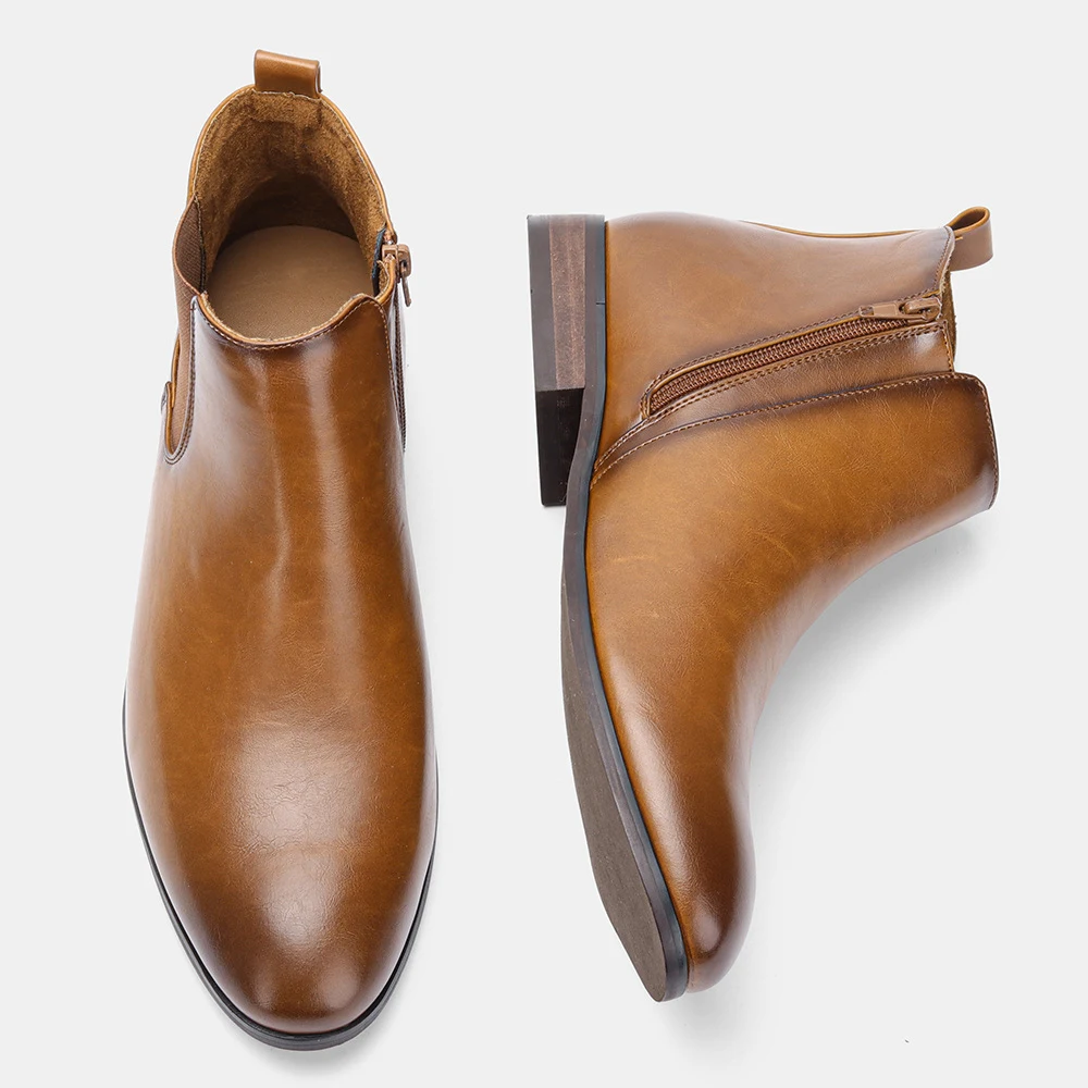 Plus Size Chelsea Boots Herren Klassischer Holz-Look Bequeme Stiefeletten für große Füße. Stilvoller Auftritt mit natürlichem Charme. — foto 28