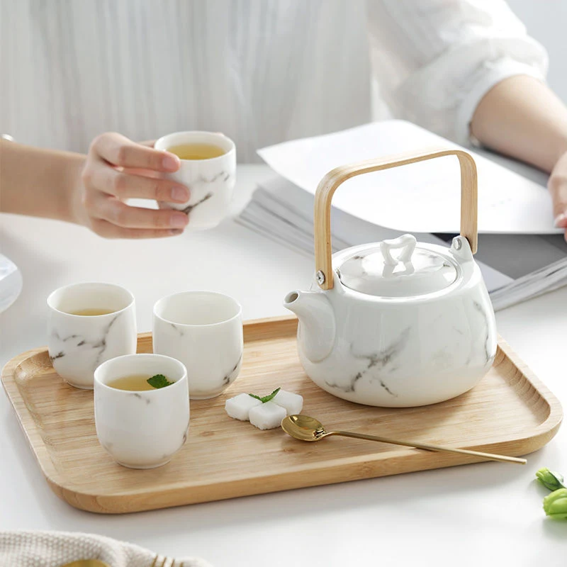 Japanese Ceramic Cup Marble Pattern Tea Set Elevate your tea time experience with this elegant set. Enjoy your tea in st — photo 4