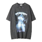 Camiseta com estampa abstrata de fumaça, lavagem vintage, macia e confortável. Perfeita para looks casuais e despojados, estilo retrô. — foto 22