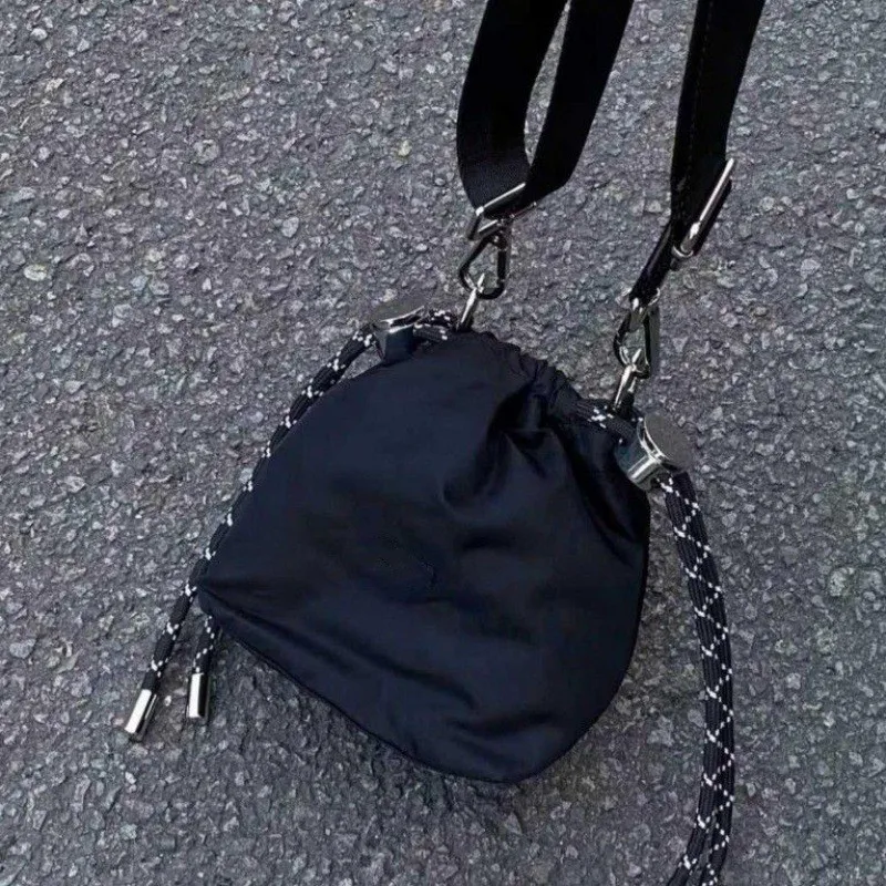 Women's Nylon Chain Bucket Bag Drawstring Backpack Stylish and Practical Lightweight Design Perfect for Everyday Use and — photo 3
