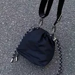Women's Nylon Chain Bucket Bag Drawstring Backpack Stylish and Practical Lightweight Design Perfect for Everyday Use and — photo 3