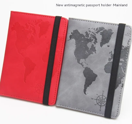Title 9, World Map Passport Case Strap Anti-magnetic Mul...